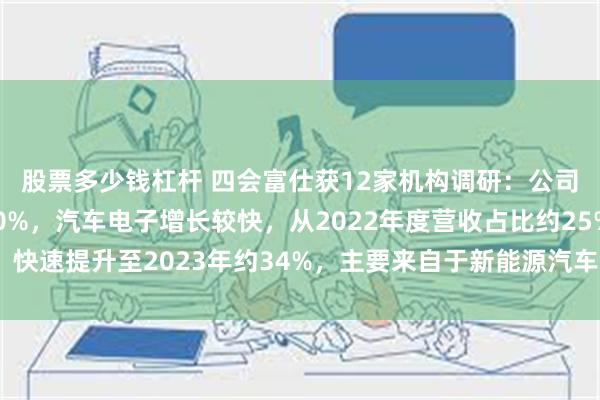 股票多少钱杠杆 四会富仕获12家机构调研：公司工业控制占比约为60%，汽车电子增长较快，从2022年度营收占比约25%，快速提升至2023年约34%，主要来自于新能源汽车领域的放量（附调研问答）