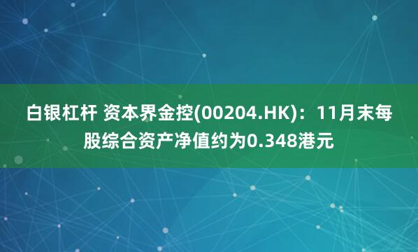 白银杠杆 资本界金控(00204.HK)：11月末每股综合资产净值约为0.348港元