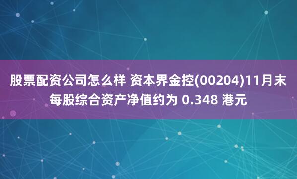 股票配资公司怎么样 资本界金控(00204)11月末每股综合资产净值约为 0.348 港元