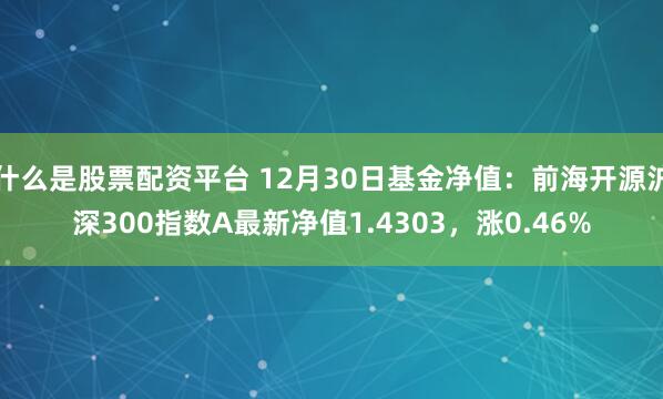 什么是股票配资平台 12月30日基金净值：前海开源沪深300指数A最新净值1.4303，涨0.46%