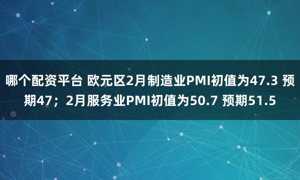 哪个配资平台 欧元区2月制造业PMI初值为47.3 预期47；2月服务业PMI初值为50.7 预期51.5